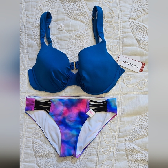 Jantzen Other - Jantzen Vibrant Royal Blue and Victoria Secret Pink Tie-Dye Bikini Set